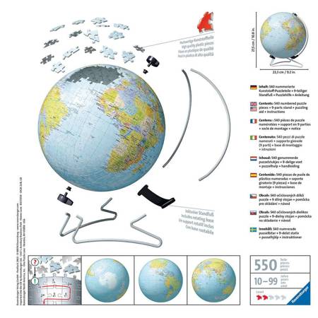 PUZZLE RAVENSBURGER 3D KULA 540EL DZIECINNY GLOBUS 124367