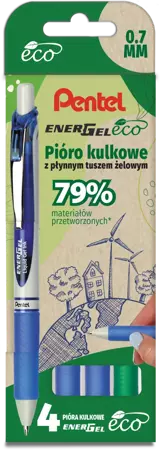 Pentel Zestaw Piór kulkowych BL77 ECO 3niebieskie+1zielony 025211