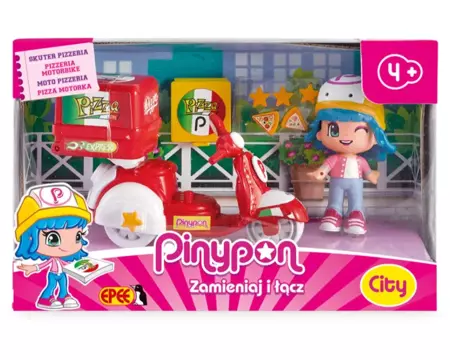 Pinypon City Pizzeria Skuter z laleczką 8cm i akcesoriami 065810