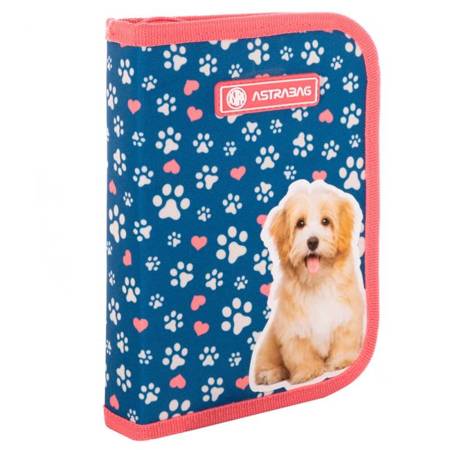 Piórnik pojedynczy dwuklapkowy bez wyposażenia ASTRABAG CUTE PUPPY AC 176345