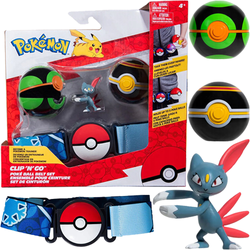 Pokemon PKW2719 Clip 'N' Go Poke Ball Belt Set Dusk Ball Luxury Ball and Sneasel Seria 11 figurka 426325