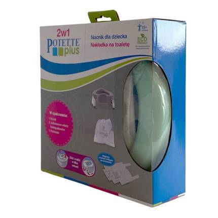 Potette Plus 2 w 1 Nocnik dla dziecka i nakładka na toaletę, miętowo-biały 004457