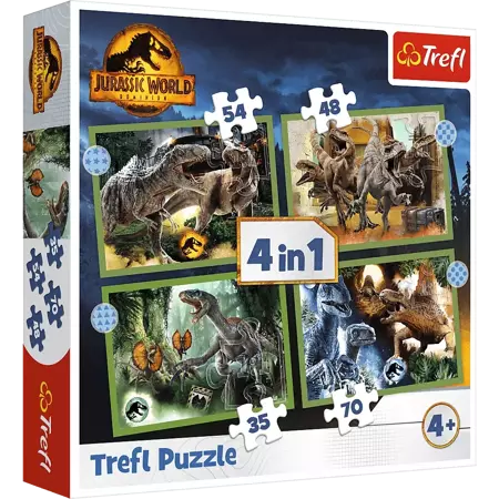 Puzzle Trefl 4w1 Groźne dinozaury Jurasic World 346077