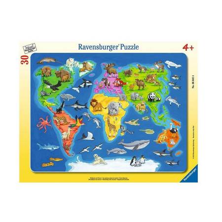 Puzzle ravensburger mapa świata zwierząt 30 el 066414 