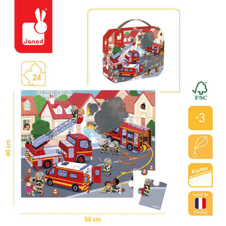 Puzzle w walizce Strażaxy 24 el Made in France Janod 326050