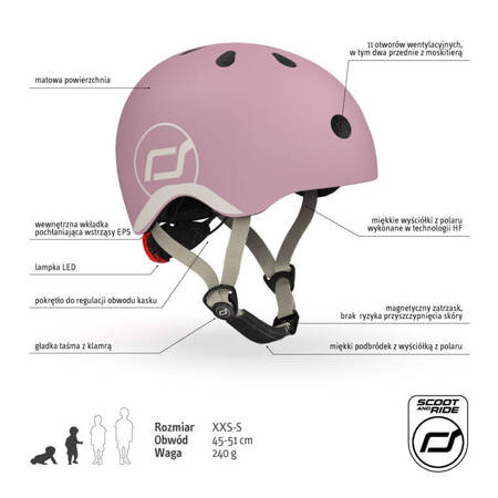 SCOOTANDRIDE Kask XXS-S dla dzieci 1-5 lat Wildberry 000812