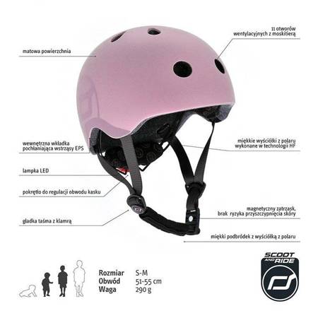 Scootandride kask s-m dla dzieci 3+ rose