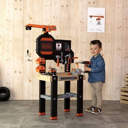 Smoby Black & Decker Warsztat z dźwigiem i narzędziami 607311