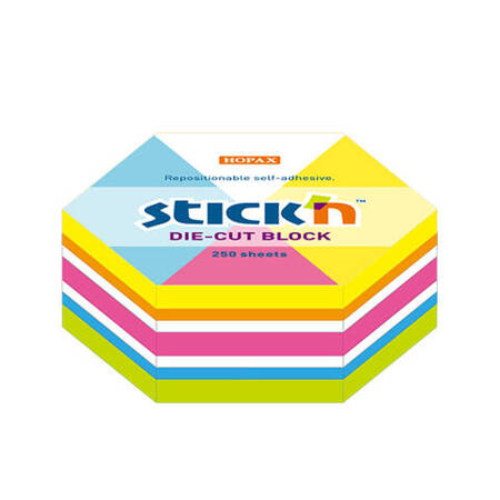 Stick'N Notes sześciokątny wymiary 61x70mm neon i biały 250 kartek 218273