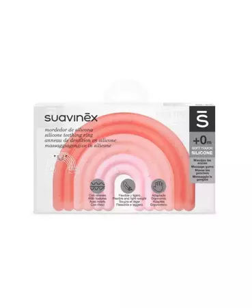 Suavinex Gryzak silikonowy | Tęcza | Różowa