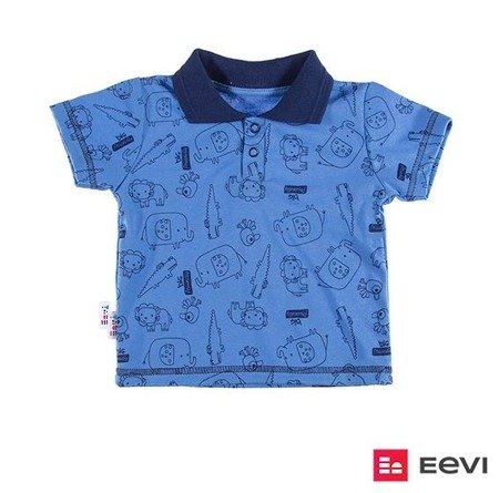 T-shirt polo sawanna niebieski/druk 068