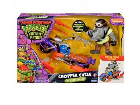 Tmnt Wojownicze Żółwie Ninja Movie Mutatnt Mayhem pojazd z figurką Rocksteady Cycle 834472