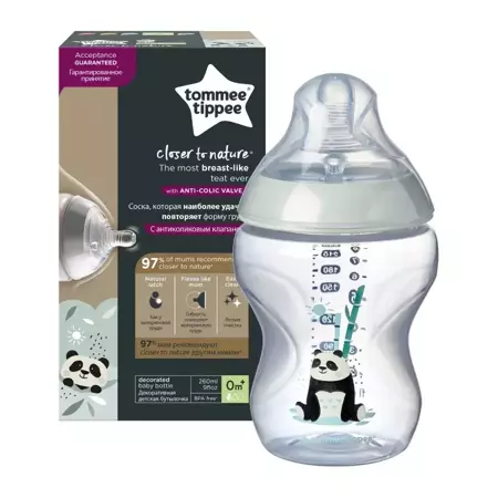 Tommee Tippee Butelka dekorowana 260ml Girl Panda 0+ wolny przepływ