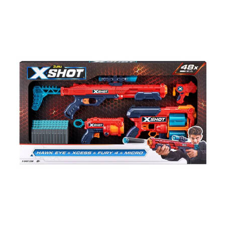 Zuru X-Shot Excel Hawk Eye+Xcess+Fury4+Micro 047540