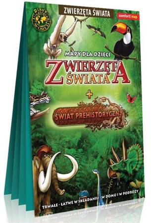 Zwierzęta świata+świat prehistoryczny Mapa dla dzieci laminat 461796