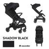 Easywalker Jackey Kompaktowy, samoskładający się wózek spacerowy z torbą transportową Shadow Black 997219+ Kierownica GRATIS